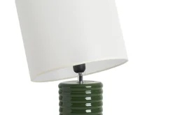 Miliboo Lampe À Poser|Lampe À Poser-Lampe à poser en céramique émaillée vert foncé et abat-jour écru H53 cm BERRO