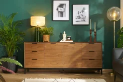 Miliboo Lampe À Poser|Lampe À Poser-Lampe à poser en céramique émaillée verte et abat-jour en raphia naturel H64 cm MAJES