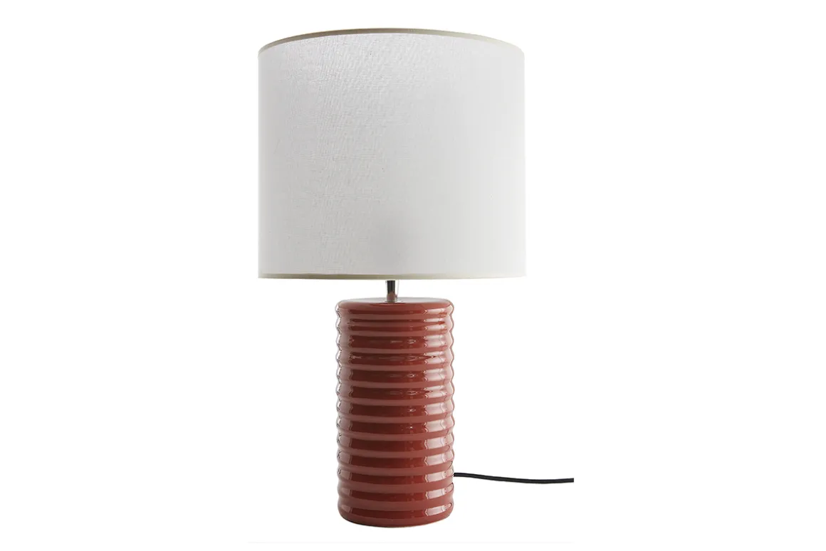 Miliboo Lampe À Poser|Lampe À Poser-Lampe à poser en céramique émaillée terracotta et abat-jour écru H53 cm BERRO