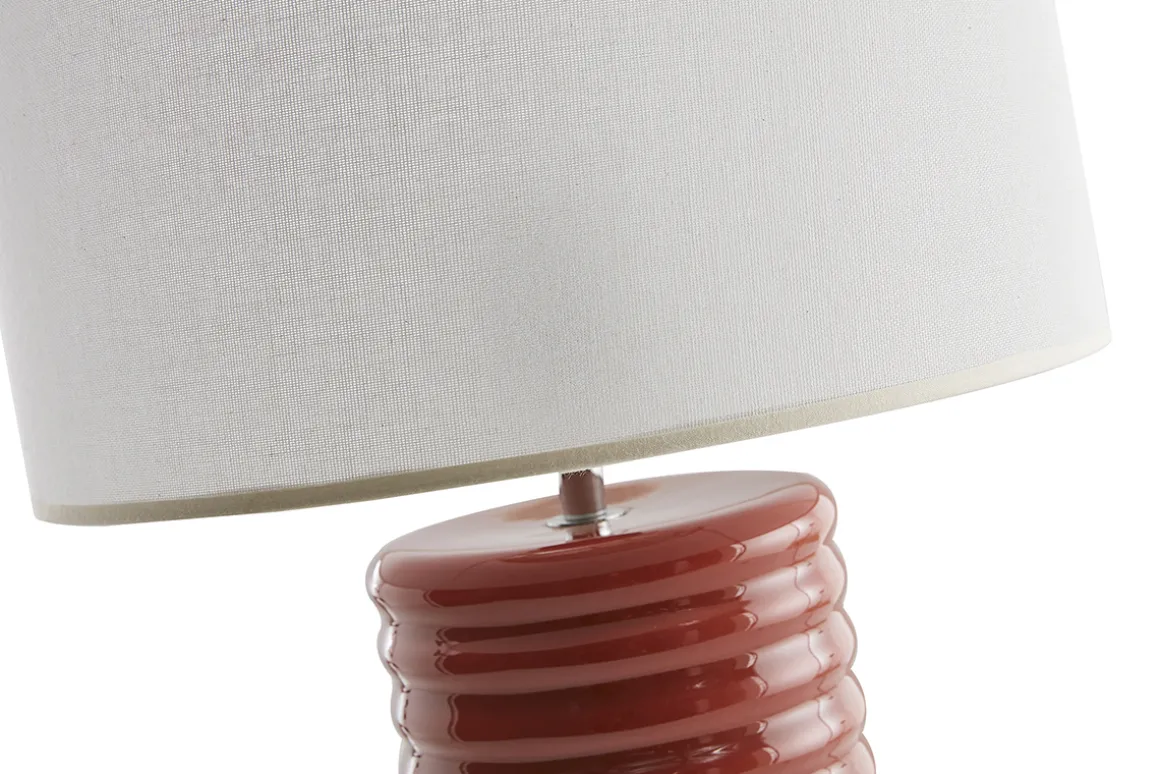 Miliboo Lampe À Poser|Lampe À Poser-Lampe à poser en céramique émaillée terracotta et abat-jour écru H53 cm BERRO