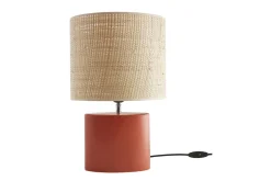 Miliboo Lampe À Poser|Lampe À Poser-Lampe à poser en céramique terracotta mat et abat-jour en raphia naturel H40 cm TIGA