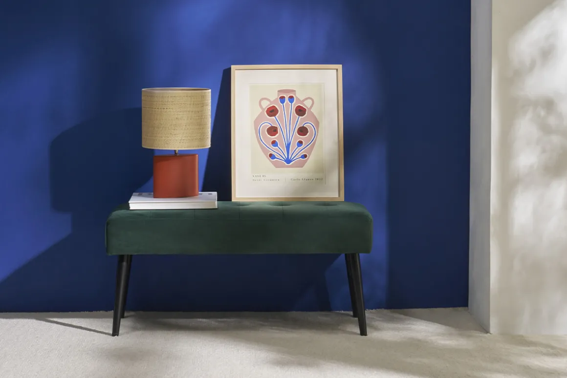 Miliboo Lampe À Poser|Lampe À Poser-Lampe à poser en céramique terracotta mat et abat-jour en raphia naturel H40 cm TIGA