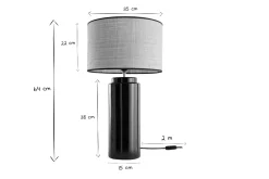 Miliboo Lampe À Poser|Lampe À Poser-Lampe à poser en céramique émaillée noire et abat-jour en raphia naturel H64 cm MAJES