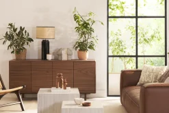 Miliboo Lampe À Poser|Lampe À Poser-Lampe à poser en céramique émaillée noire et abat-jour en raphia naturel H64 cm MAJES