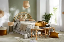 Miliboo Lampe À Poser|Lampe À Poser-Lampe à poser en céramique émaillée taupe et abat-jour en raphia naturel H64 cm MAJES