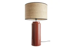 Miliboo Lampe À Poser|Lampe À Poser-Lampe à poser en céramique émaillée terracotta et abat-jour en raphia naturel H64 cm MAJES