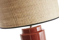 Miliboo Lampe À Poser|Lampe À Poser-Lampe à poser en céramique émaillée terracotta et abat-jour en raphia naturel H64 cm MAJES