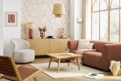 Miliboo Lampe À Poser|Lampe À Poser-Lampe à poser en céramique émaillée terracotta et abat-jour en raphia naturel H64 cm MAJES