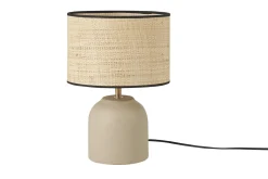 Miliboo Lampe À Poser|Lampe À Poser-Lampe à poser taupe en céramique mate et abat-jour en raphia H35 cm ROCHA