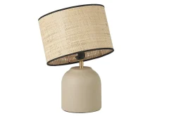 Miliboo Lampe À Poser|Lampe À Poser-Lampe à poser taupe en céramique mate et abat-jour en raphia H35 cm ROCHA