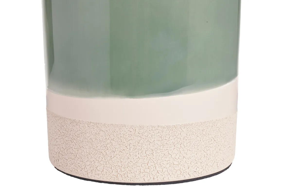 Miliboo Lampe À Poser|Lampe À Poser-Lampe à poser verte en céramique et abat-jour en rabane H64 cm MAJES