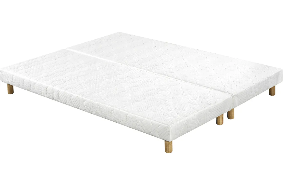 Miliboo Lit Adulte|Matelas-Lit 2 places 180x200 cm avec sommiers tapissiers et matelas avec accueil mousse à mémoire de forme BENJI