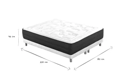 Miliboo Lit Adulte|Matelas-Lit 2 places 180x200 cm avec sommiers tapissiers et matelas avec accueil mousse à mémoire de forme BENJI