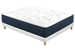 Miliboo Lit Adulte|Matelas-Lit 2 places 140x200 cm avec sommier tapissier et matelas avec accueil mousse mémoire de forme BENJI