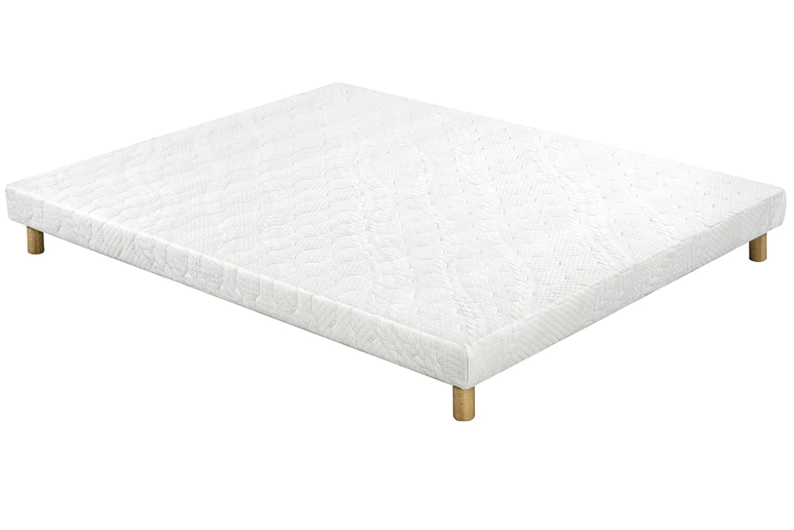 Miliboo Lit Adulte|Matelas-Lit 2 places 140x200 cm avec sommier tapissier et matelas avec accueil mousse mémoire de forme BENJI