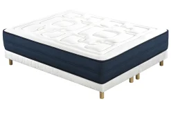 Miliboo Lit Adulte|Matelas-Lit 2 places 160x200 cm avec sommiers tapissiers et matelas avec accueil mousse mémoire de forme BENJI