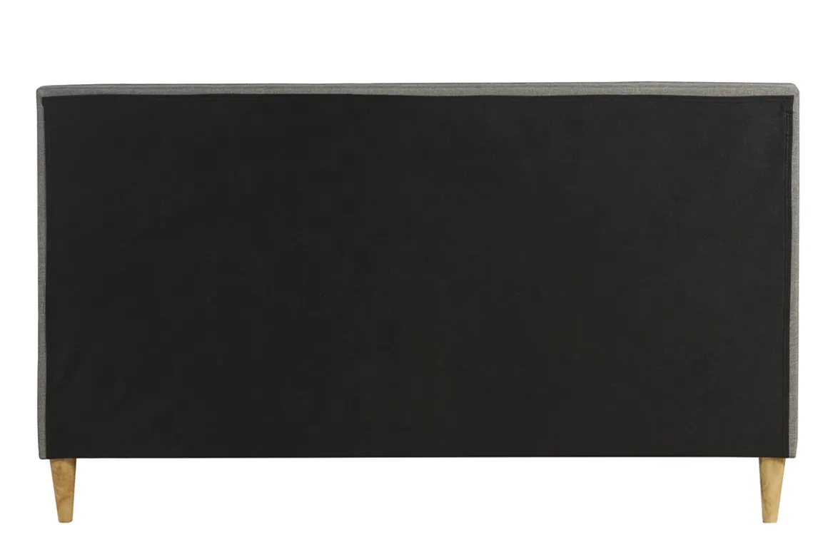 Miliboo Lit Adulte-Lit 2 places 160x200 cm avec tête de lit en tissu gris clair LEONCE