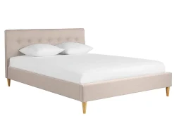 Miliboo Lit Adulte-Lit 2 places 160x200 cm avec tête de lit en tissu beige LEONCE