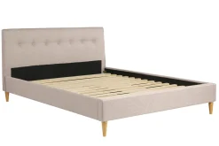 Miliboo Lit Adulte-Lit 2 places 160x200 cm avec tête de lit en tissu beige LEONCE