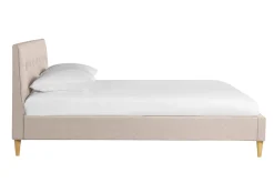 Miliboo Lit Adulte-Lit 2 places 160x200 cm avec tête de lit en tissu beige LEONCE