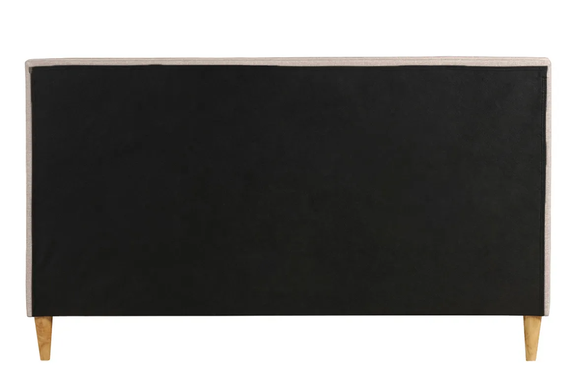 Miliboo Lit Adulte-Lit 2 places 160x200 cm avec tête de lit en tissu beige LEONCE