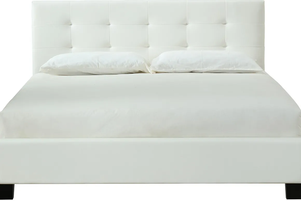 Miliboo Lit Adulte-Lit 2 places 160x200 cm blanc capitonné MARQUISE