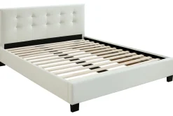 Miliboo Lit Adulte-Lit 2 places 160x200 cm blanc capitonné MARQUISE