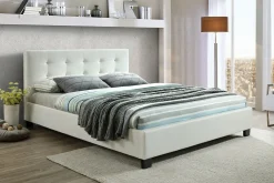 Miliboo Lit Adulte-Lit 2 places 160x200 cm blanc capitonné MARQUISE