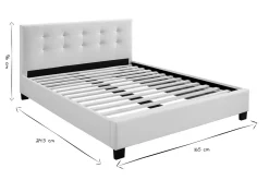 Miliboo Lit Adulte-Lit 2 places 160x200 cm blanc capitonné MARQUISE