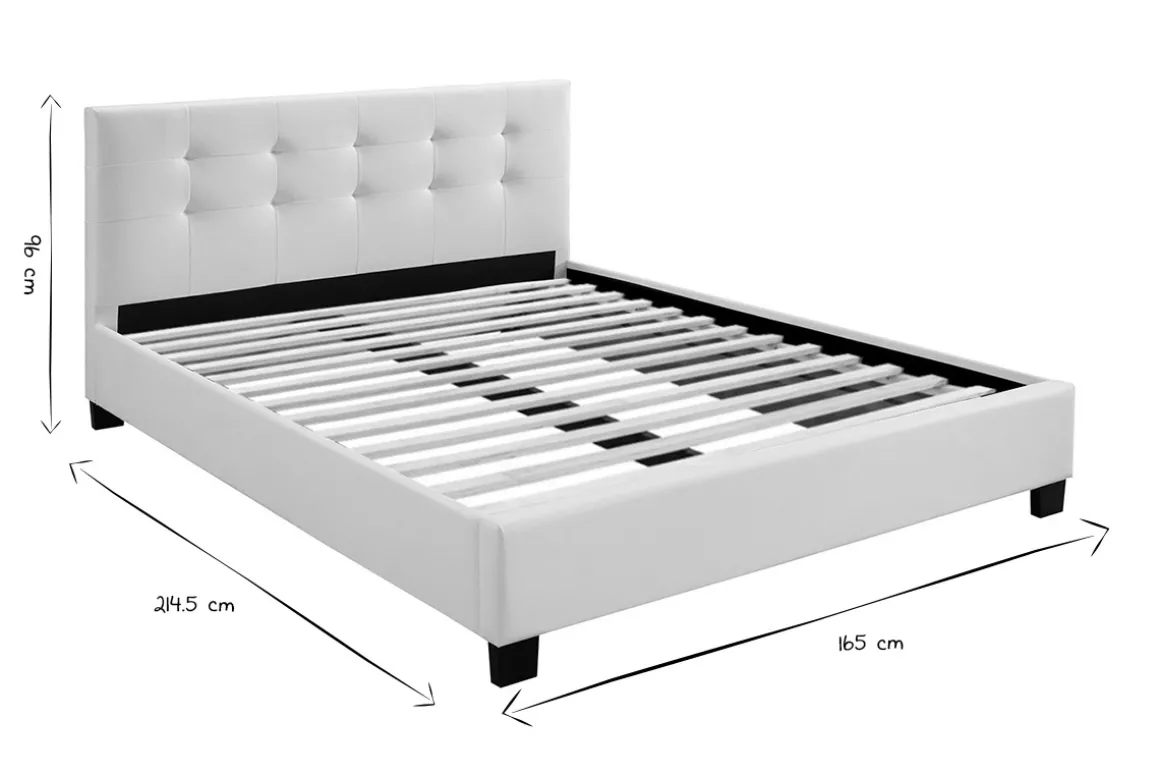 Miliboo Lit Adulte-Lit 2 places 160x200 cm blanc capitonné MARQUISE