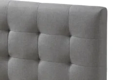 Miliboo Lit Adulte-Lit 2 places 160x200 cm en bois et tissu gris capitonné LYNN