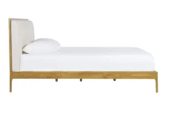 Miliboo Lit Adulte-Lit 2 places 160x200 cm en bois clair et tissu gris clair RONN