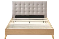 Miliboo Lit Adulte-Lit 2 places 160x200 cm en bois et tissu beige LYNN