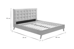 Miliboo Lit Adulte-Lit 2 places 160x200 cm en bois et tissu beige LYNN