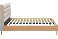 Miliboo Lit Adulte-Lit 2 places 160x200 cm en bois et tissu beige LYNN