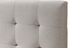 Miliboo Lit Adulte-Lit 2 places 160x200 cm en bois et tissu beige LYNN