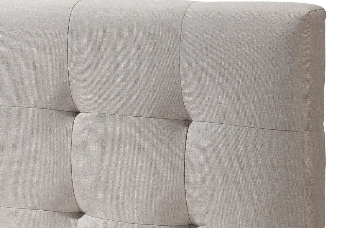 Miliboo Lit Adulte-Lit 2 places 160x200 cm en bois et tissu beige LYNN