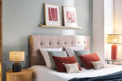 Miliboo Lit Adulte-Lit 2 places 160x200 cm en bois et tissu beige LYNN