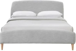 Miliboo Lit Adulte-Lit 2 places 160x200 cm en tissu gris clair NIELS