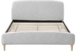 Miliboo Lit Adulte-Lit 2 places 160x200 cm en tissu gris clair NIELS