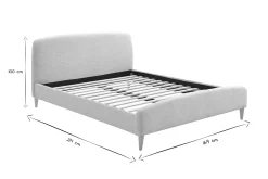 Miliboo Lit Adulte-Lit 2 places 160x200 cm en tissu gris clair NIELS