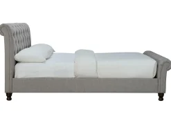 Miliboo Lit Adulte-Lit 2 places 160x200 cm en tissu gris capitonné RILEY