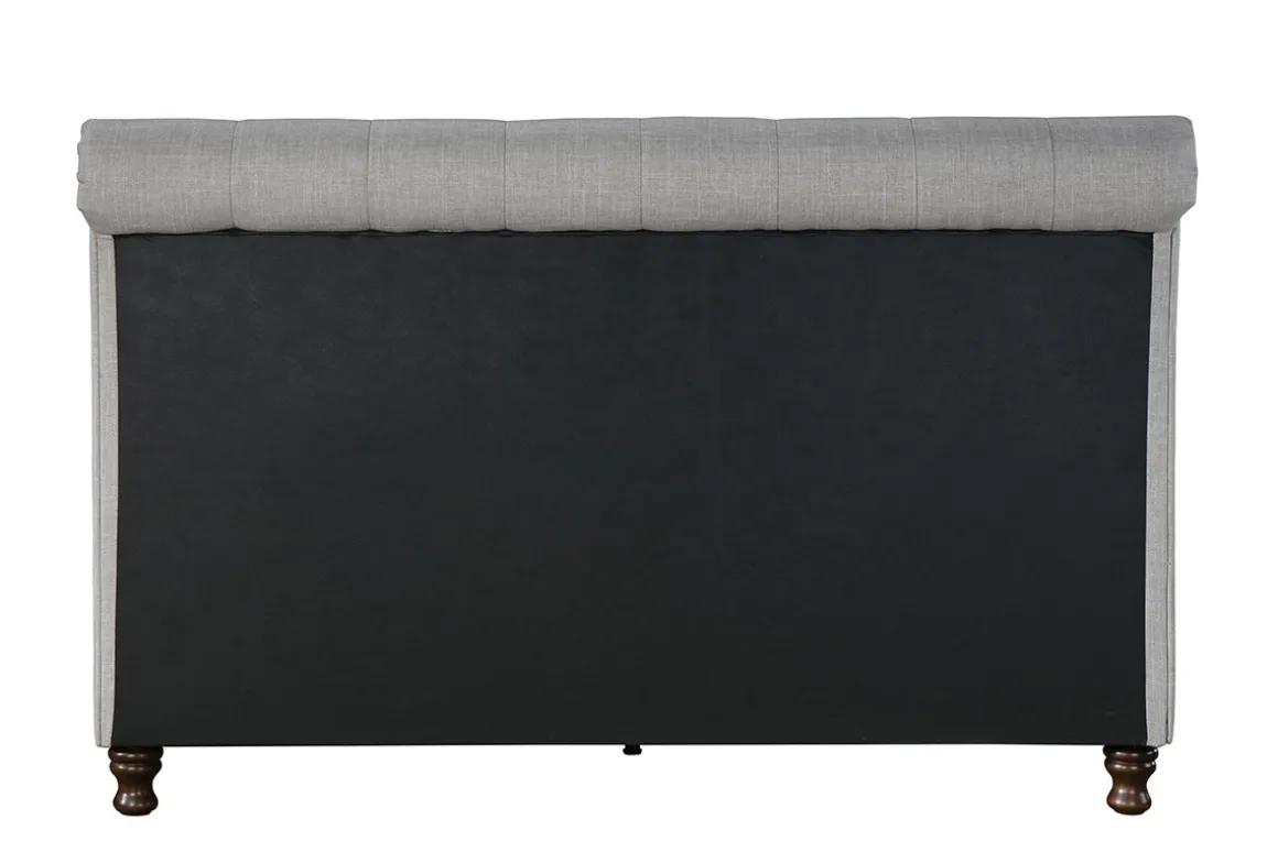 Miliboo Lit Adulte-Lit 2 places 160x200 cm en tissu gris capitonné RILEY