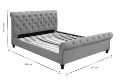 Miliboo Lit Adulte-Lit 2 places 160x200 cm en tissu gris capitonné RILEY