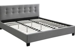 Miliboo Lit Adulte-Lit 2 places 180x200 cm en tissu gris capitonné MARQUISE