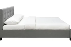 Miliboo Lit Adulte-Lit 2 places 180x200 cm en tissu gris capitonné MARQUISE