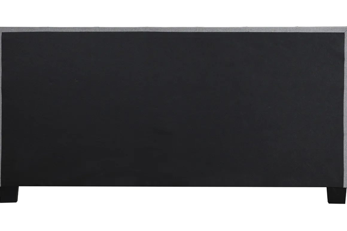 Miliboo Lit Adulte-Lit 2 places 180x200 cm en tissu gris capitonné MARQUISE