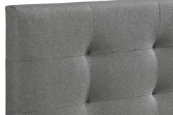 Miliboo Lit Adulte-Lit 2 places 180x200 cm en tissu gris capitonné MARQUISE