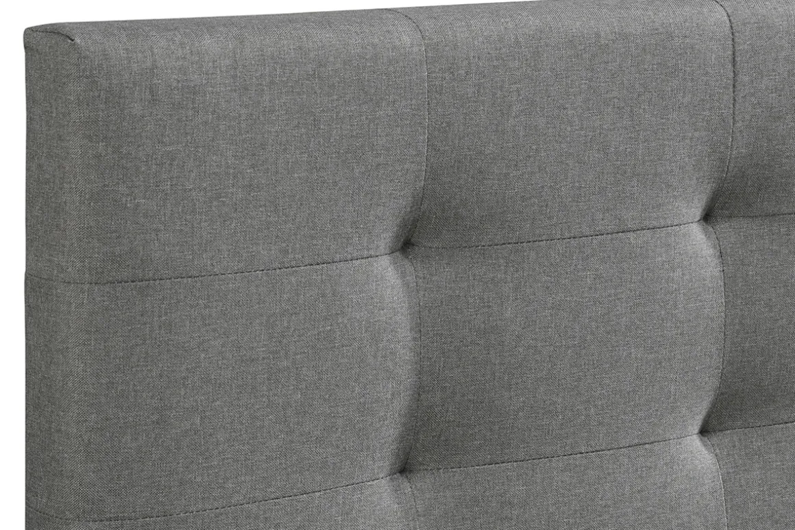 Miliboo Lit Adulte-Lit 2 places 180x200 cm en tissu gris capitonné MARQUISE