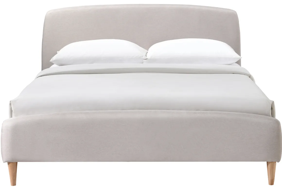 Miliboo Lit Adulte-Lit 2 places 140x200 cm en tissu beige NIELS